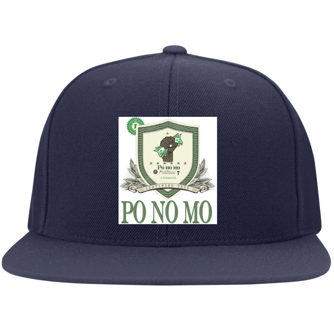 Po No Mo - 6297F Embroidered Flat Bill Twill Flexfit Cap