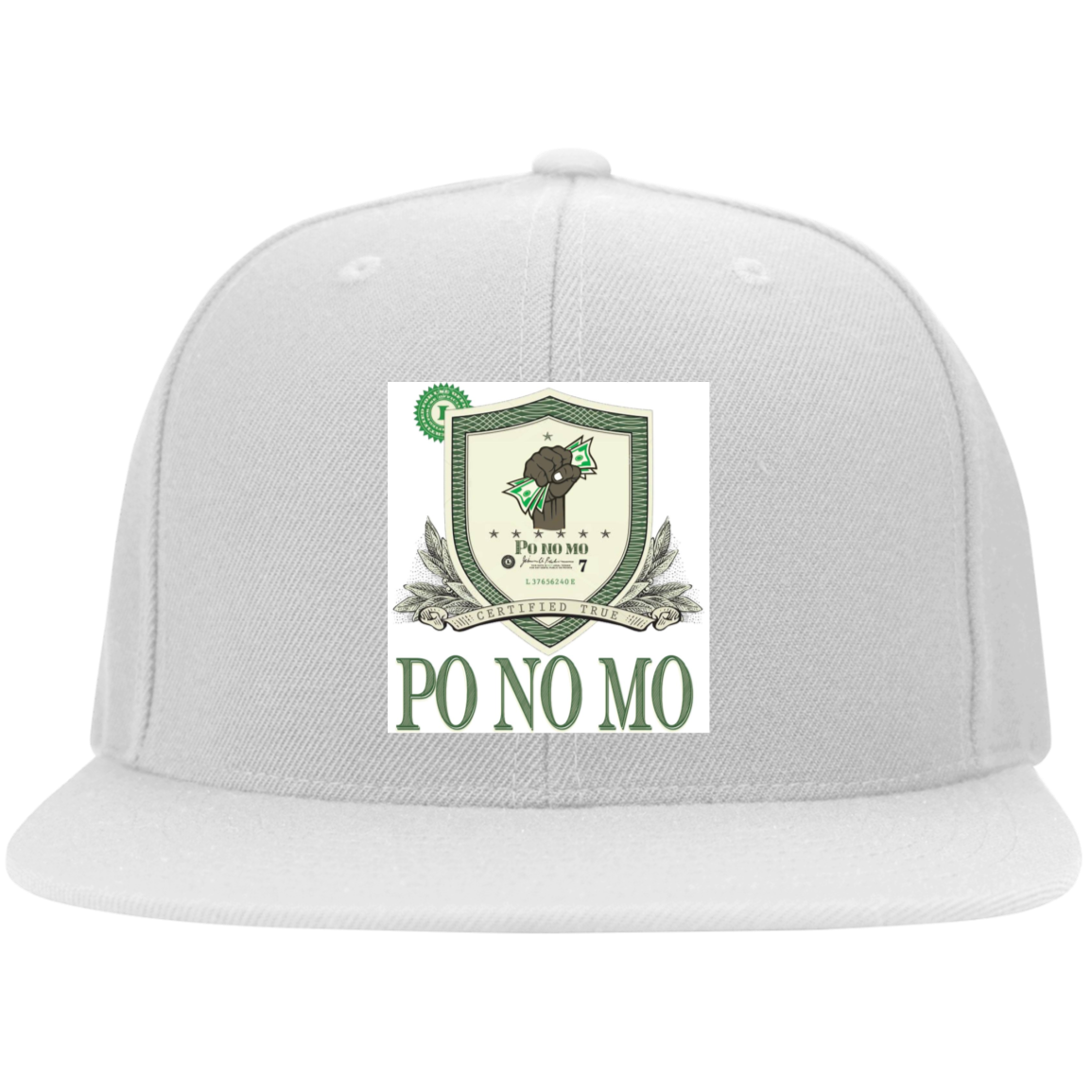 Po No Mo - 6297F Embroidered Flat Bill Twill Flexfit Cap