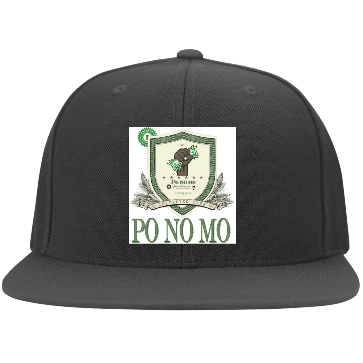 Po No Mo - 6297F Embroidered Flat Bill Twill Flexfit Cap