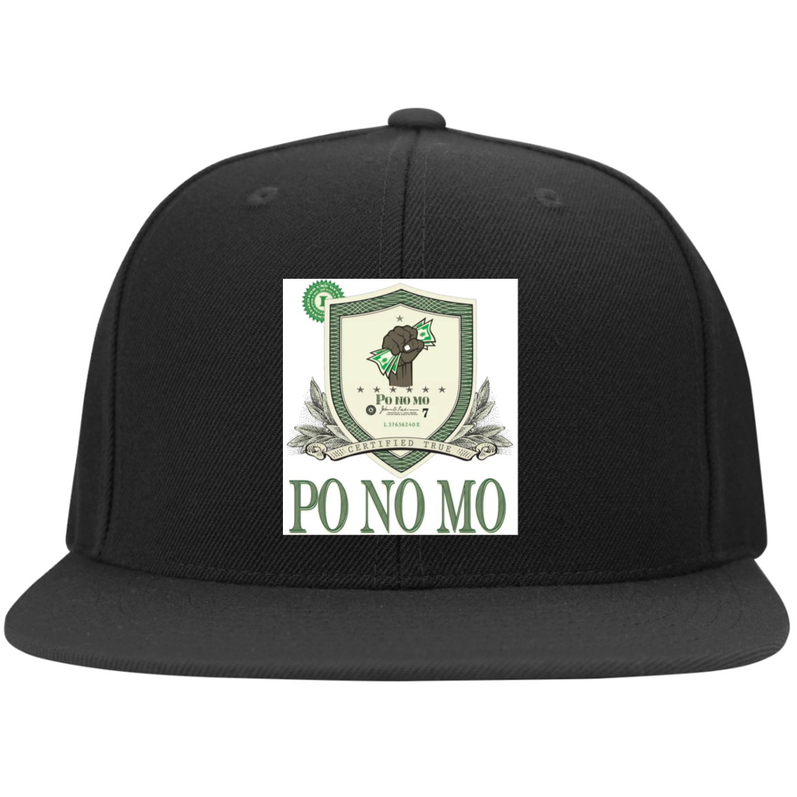 Po No Mo - 6297F Embroidered Flat Bill Twill Flexfit Cap